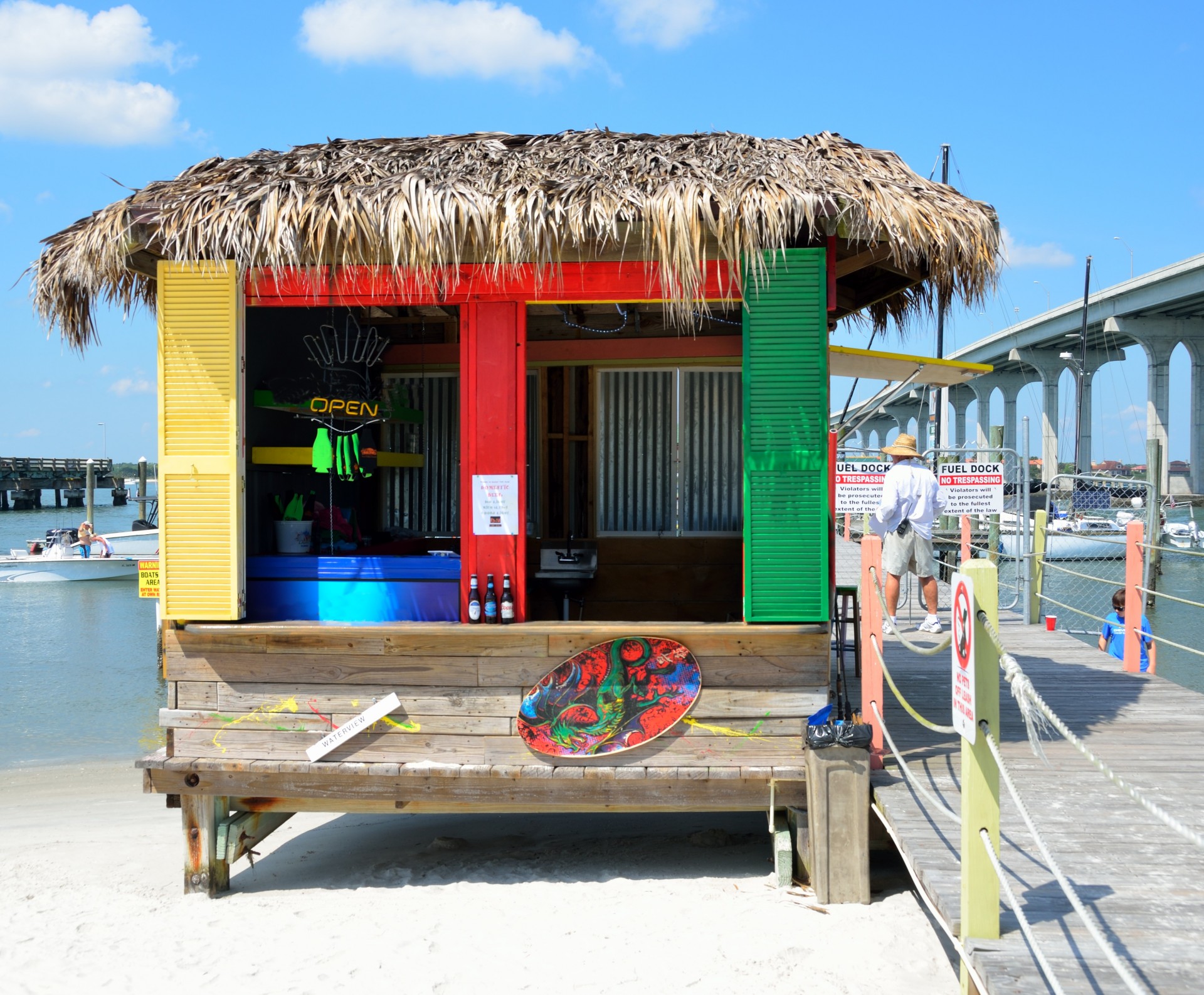 colorful beer shack beach free photo