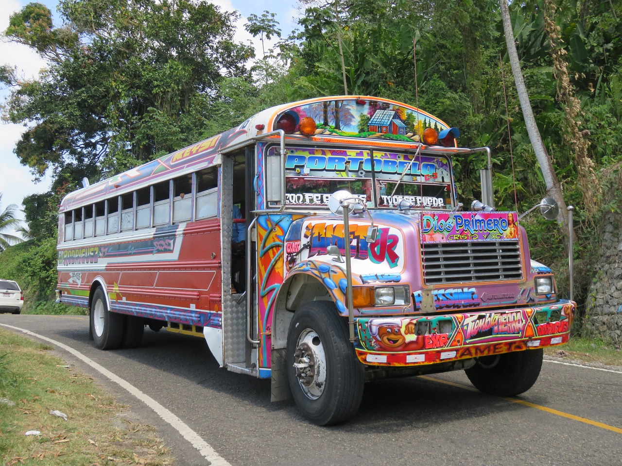 colorful bus traffic road free photo