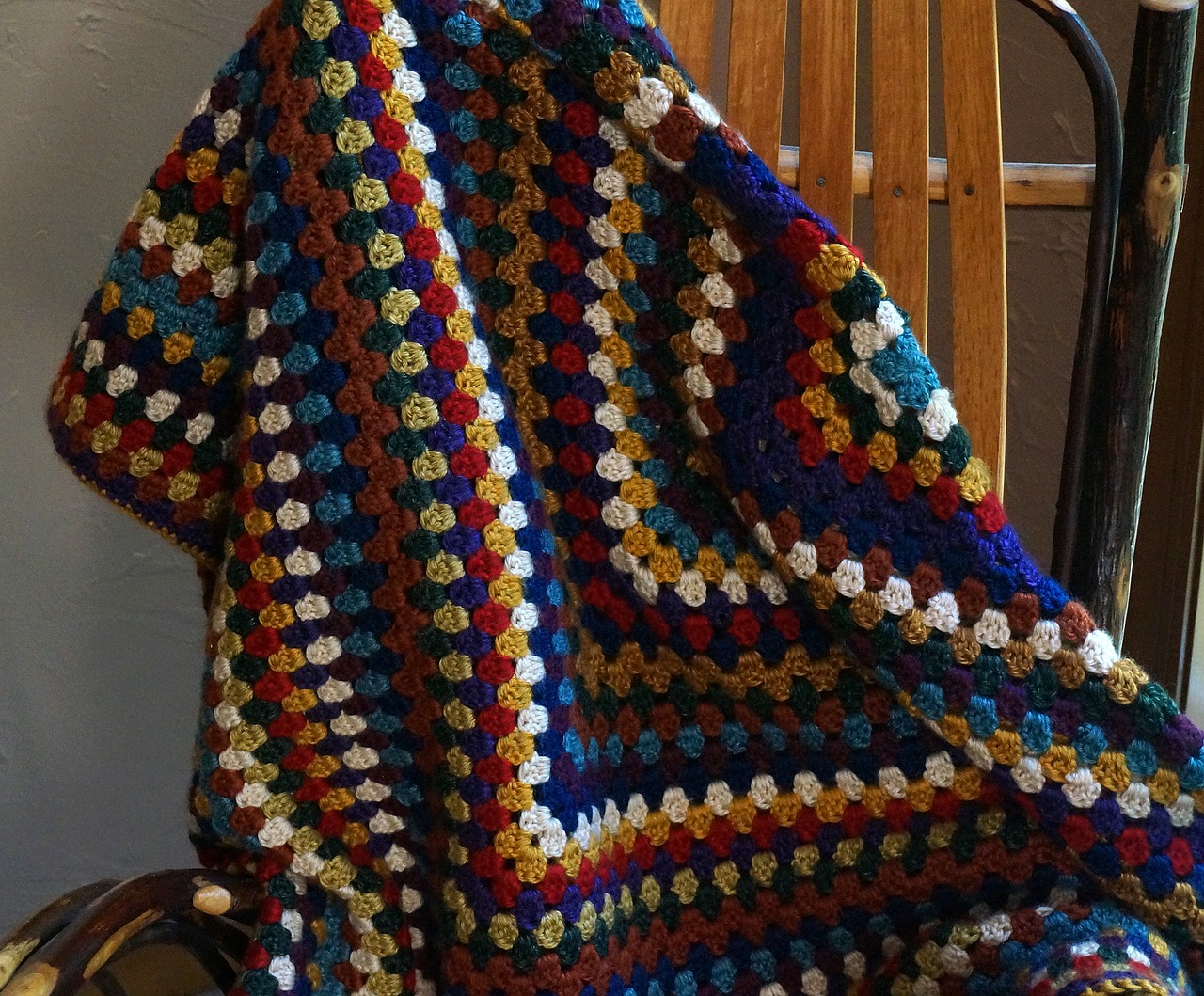 colorful crocheted afghan afghan crochet free photo