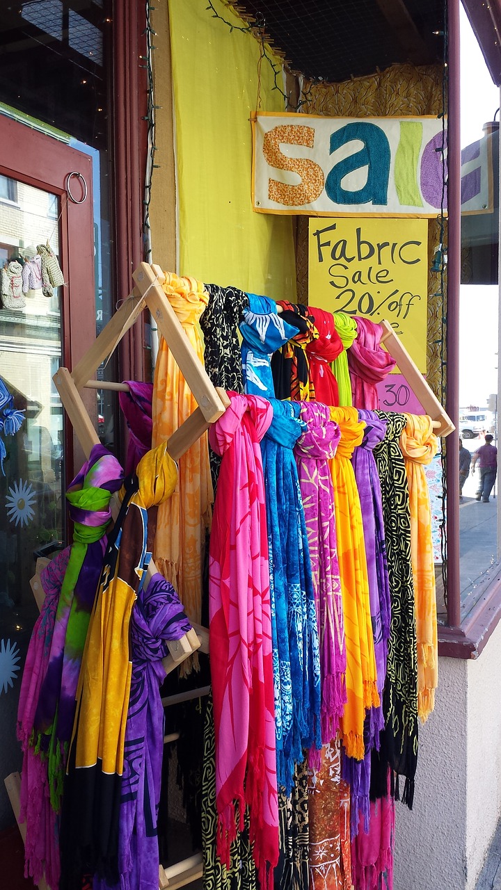 colorful scarves fabric store free photo