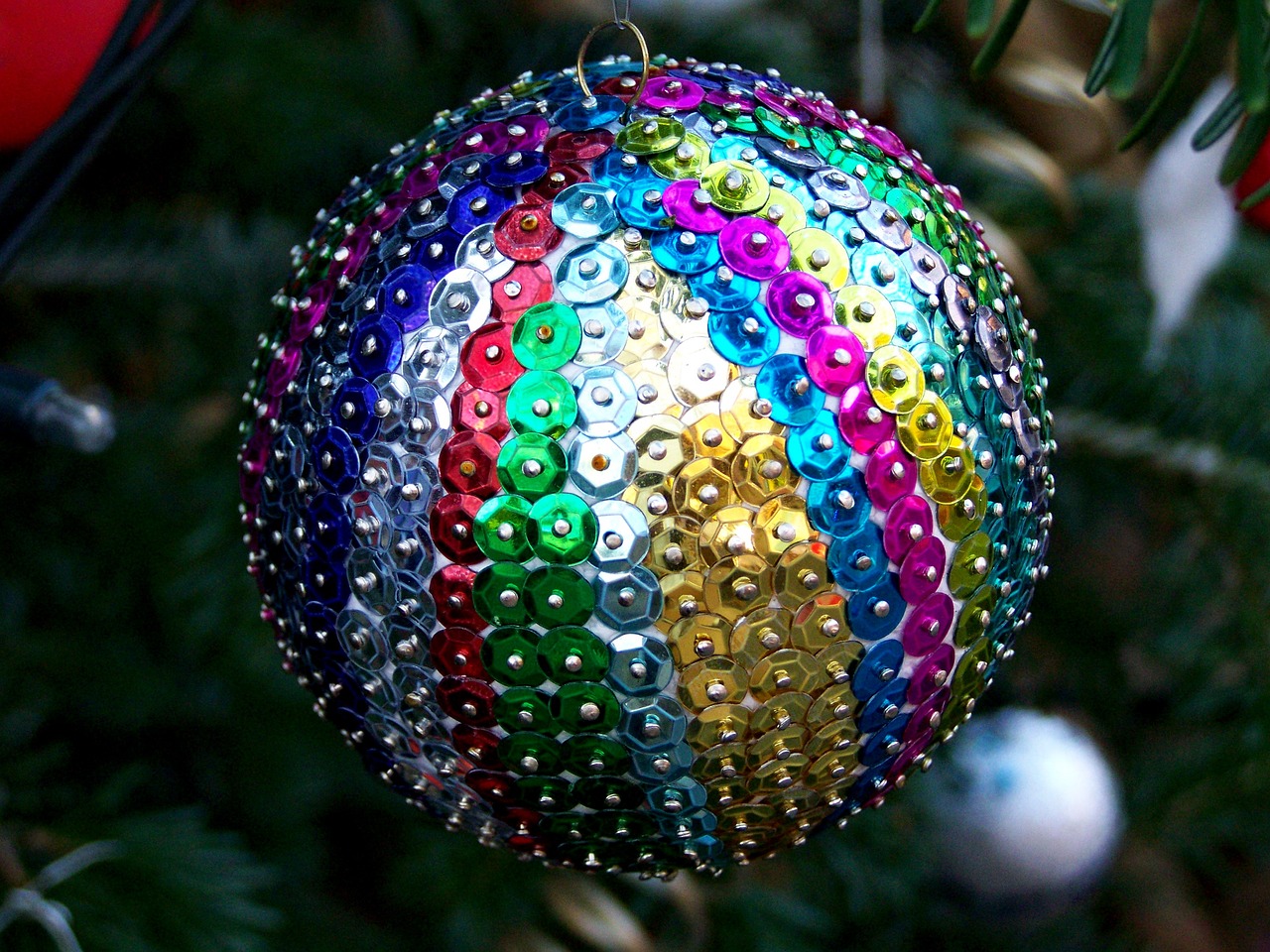 colorful sphere  christmas tree ornament  holiday free photo