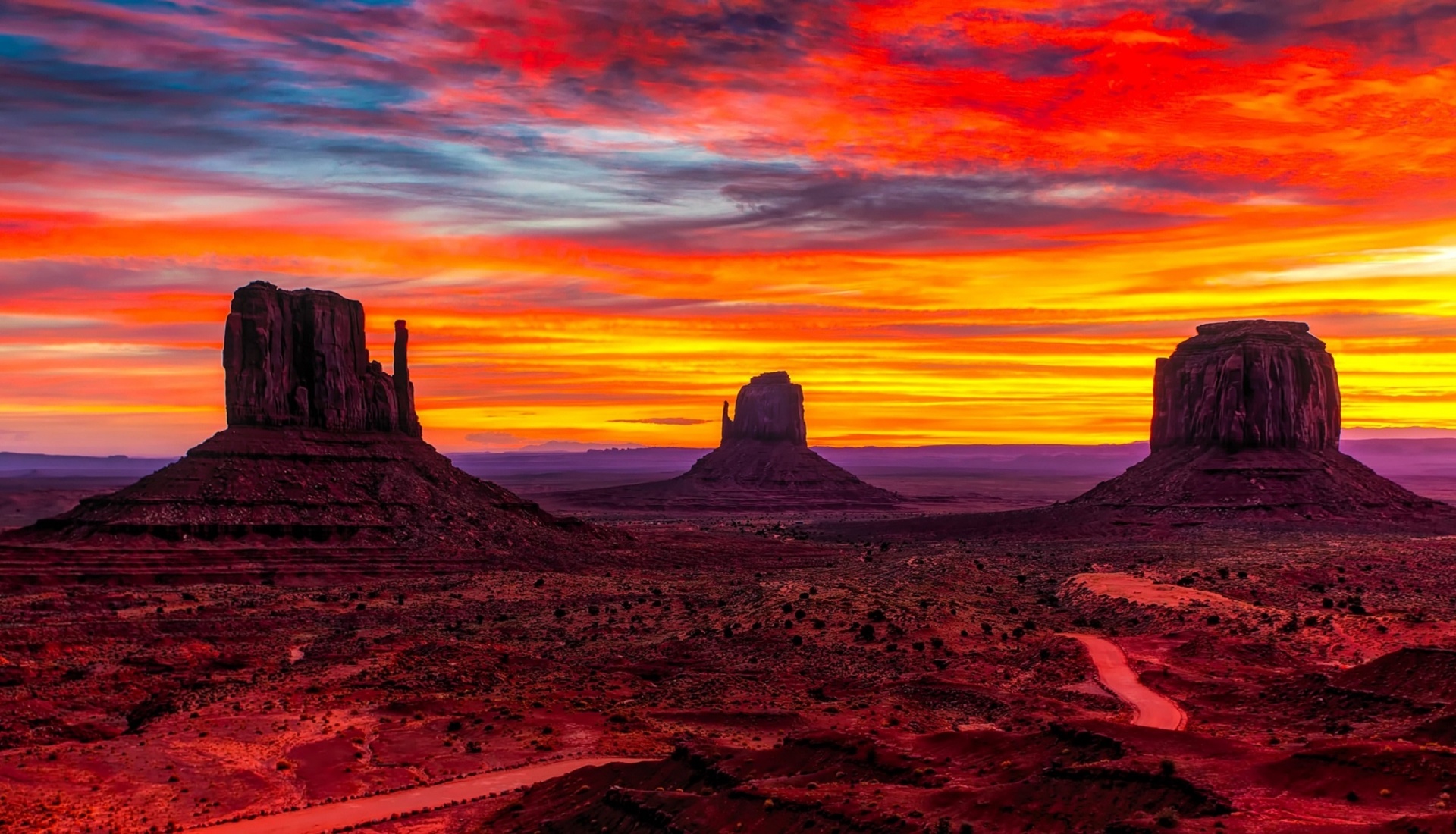 sunset monument valley butte free photo