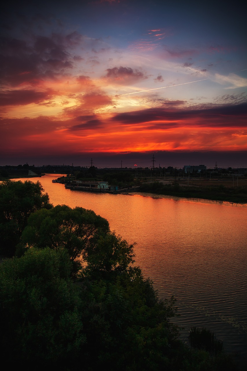 colorful sunset bridge kotorosl free photo