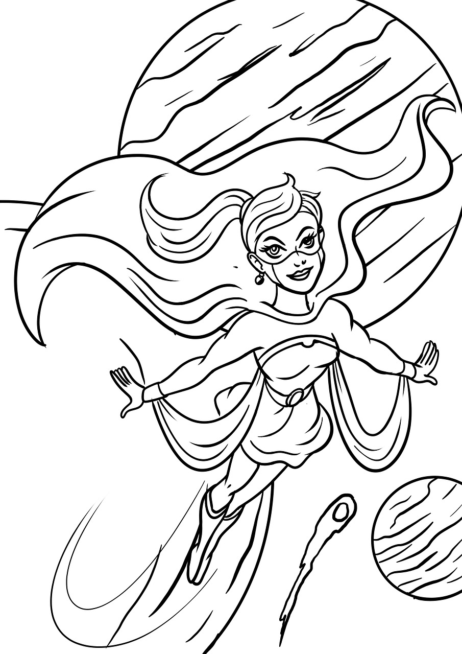 coloring pages  superhero  super heroine free photo