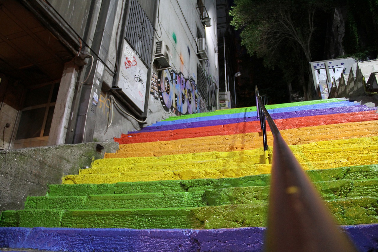 colors stairs rainbow free photo