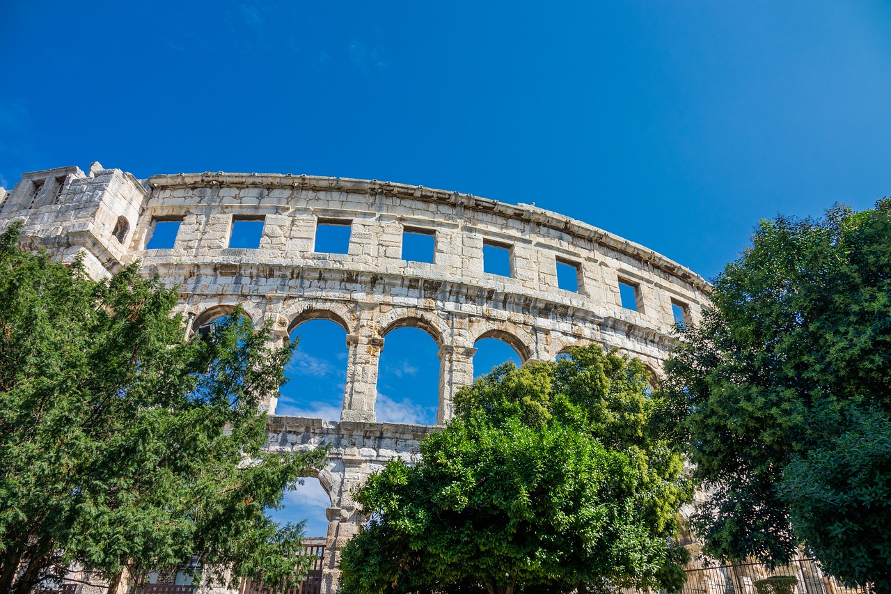 colosseum  masonry  trees free photo