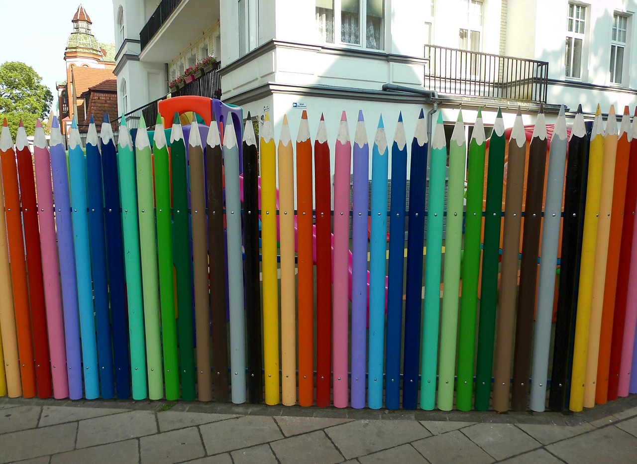 colour pencils fence limit free photo