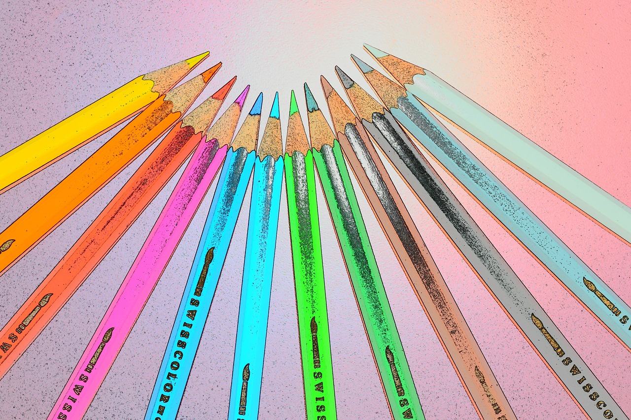 colour pencils pens draw free photo