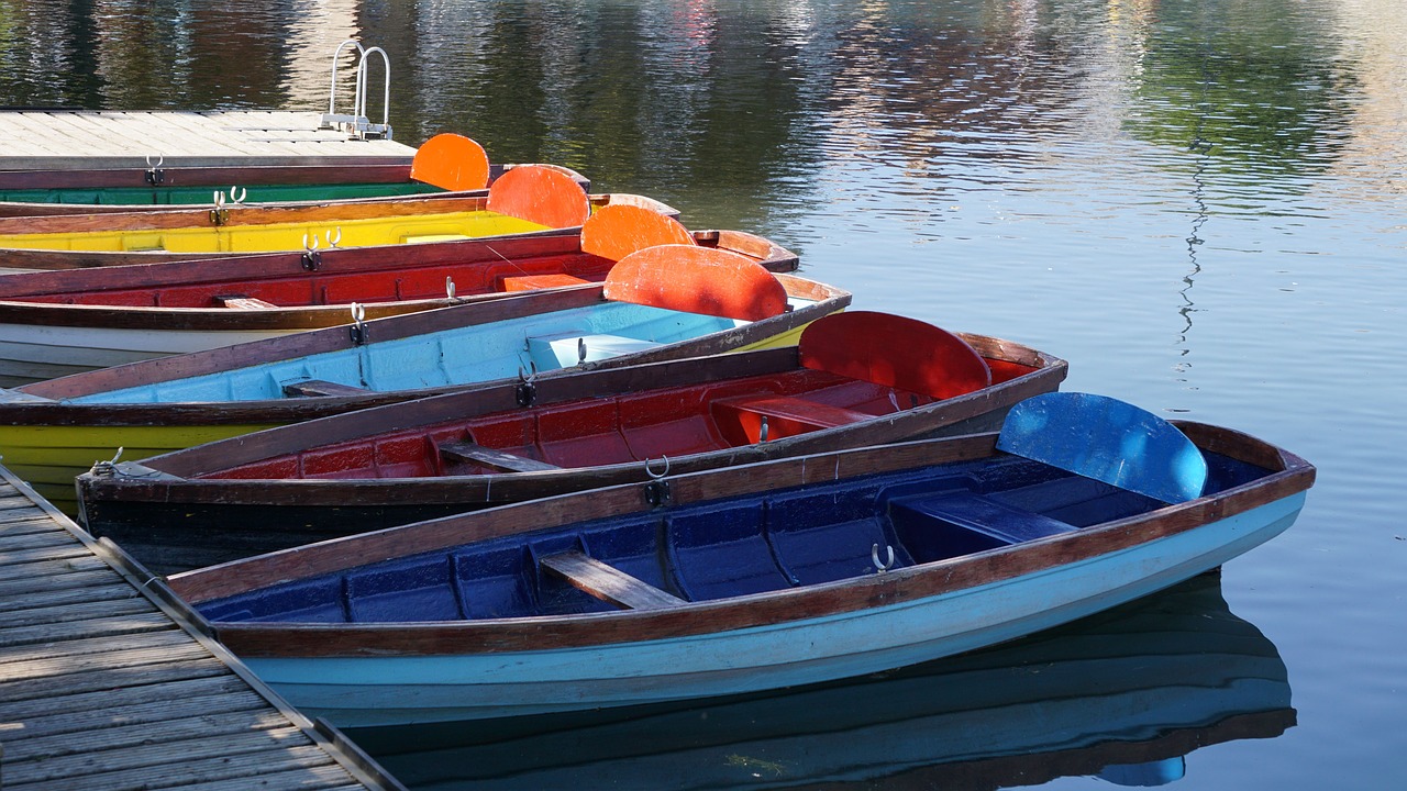 colourful boats row boats free photo
