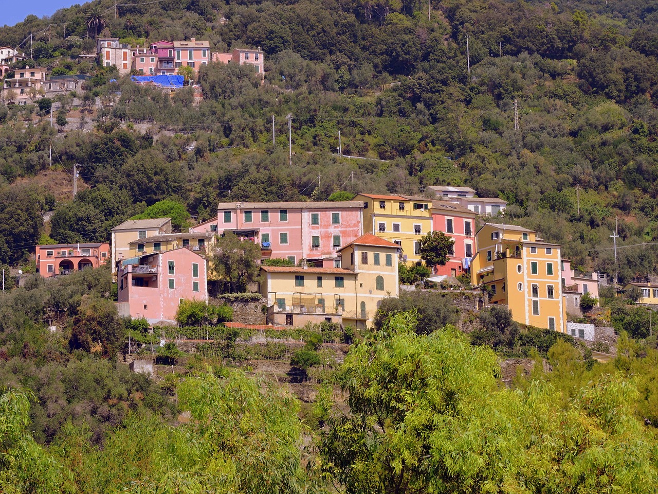 colourful houses cinque terre mountain free photo