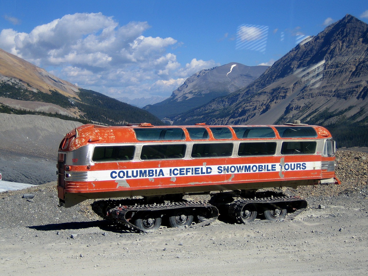 columbia icefield snowmobile bus free photo