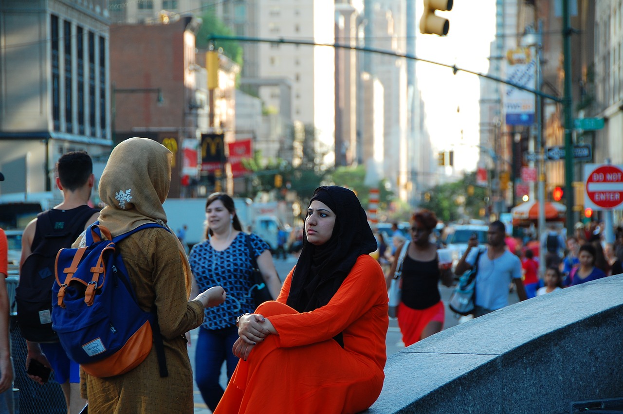 columbus circle new york muslim women free photo