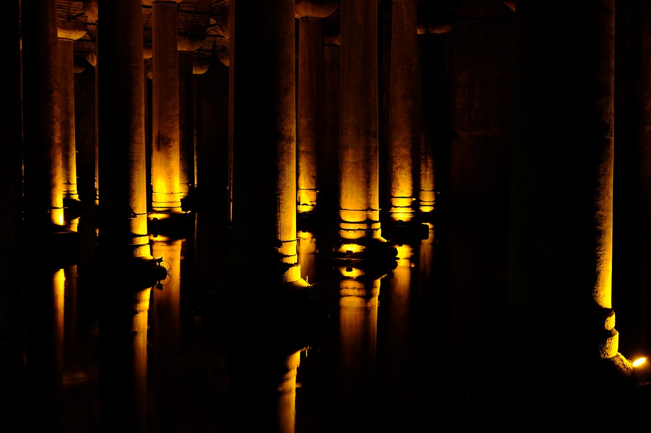 columns lighting contrast free photo