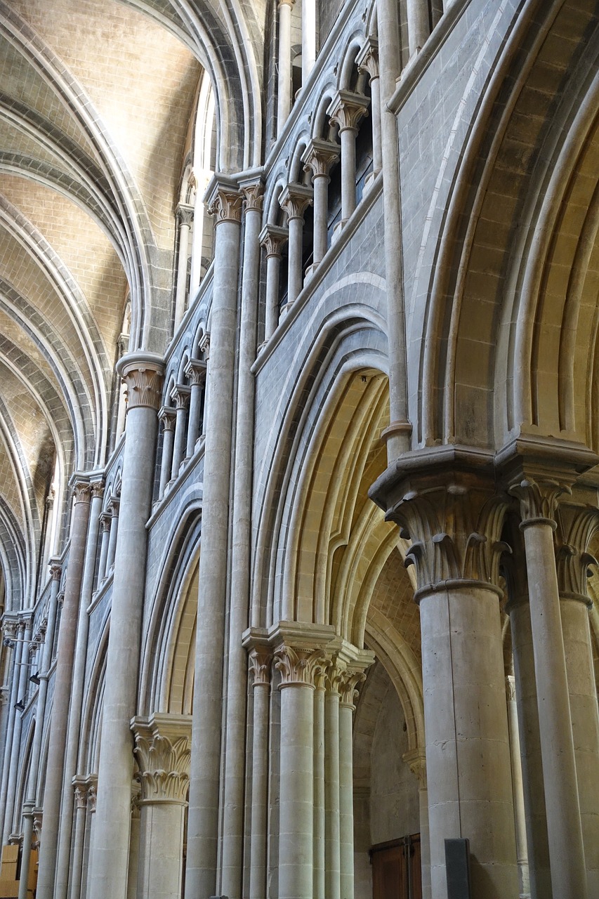 columns  cathedral  arches free photo