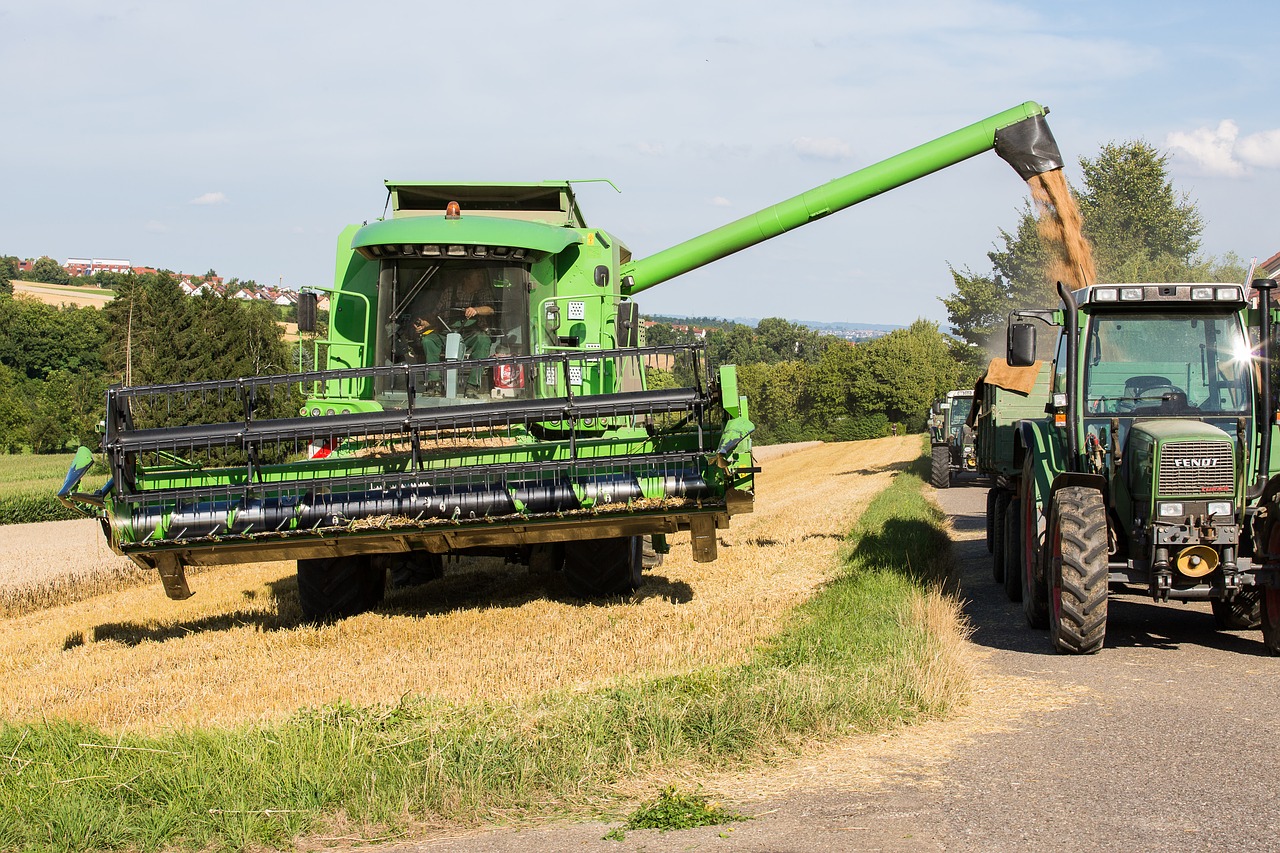 combine harvester harvest tractor free photo