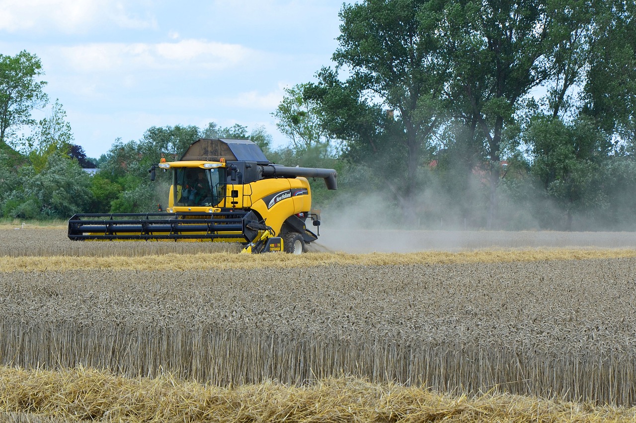 combine harvester harvest barley field free photo