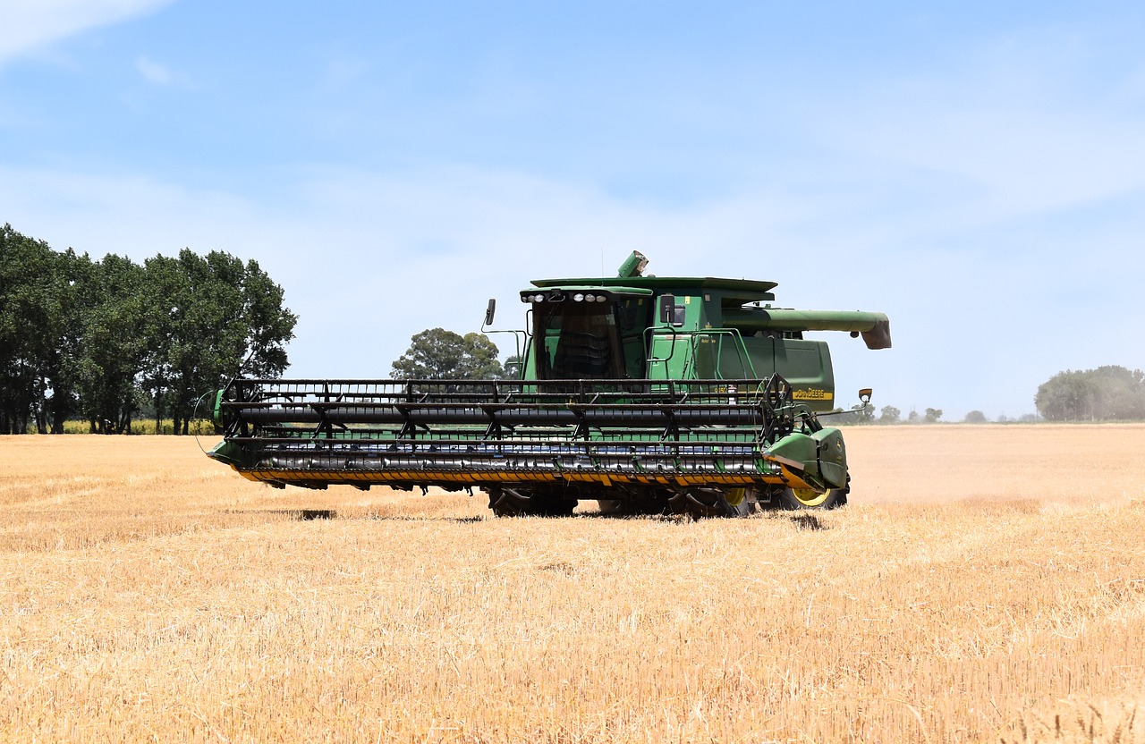 combine harvester harvest wheat free photo