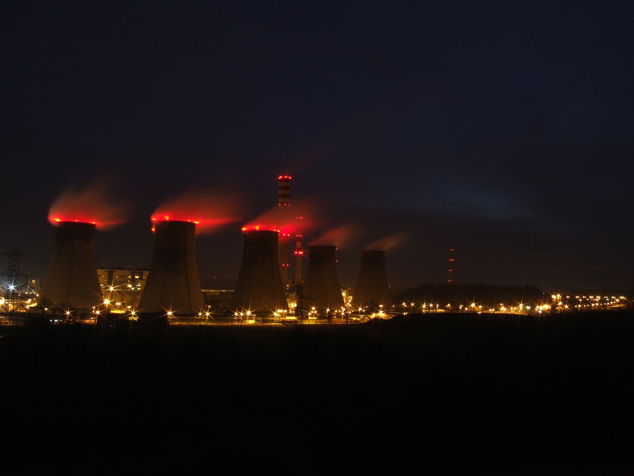 combined heat and power plant chimneys smoke free photo