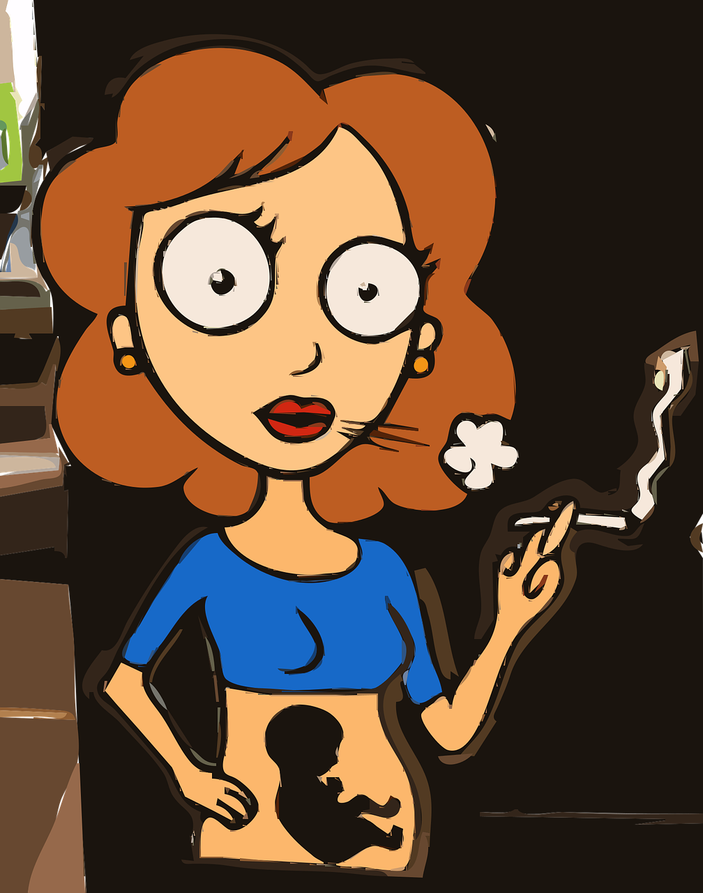 Comic characters,lady,pregnant,smoking,free vector graphics - free