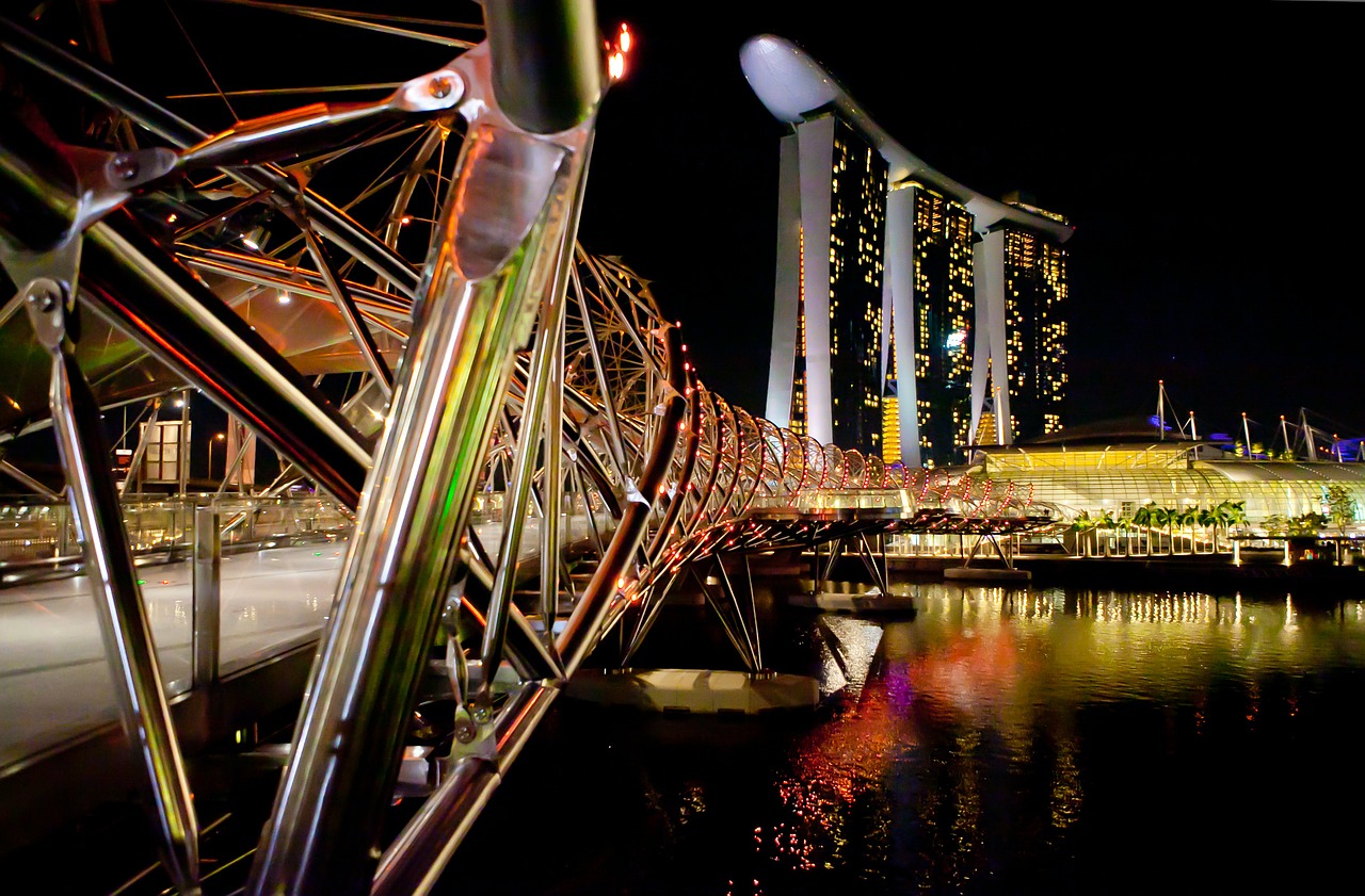 commercial singapore night view free photo