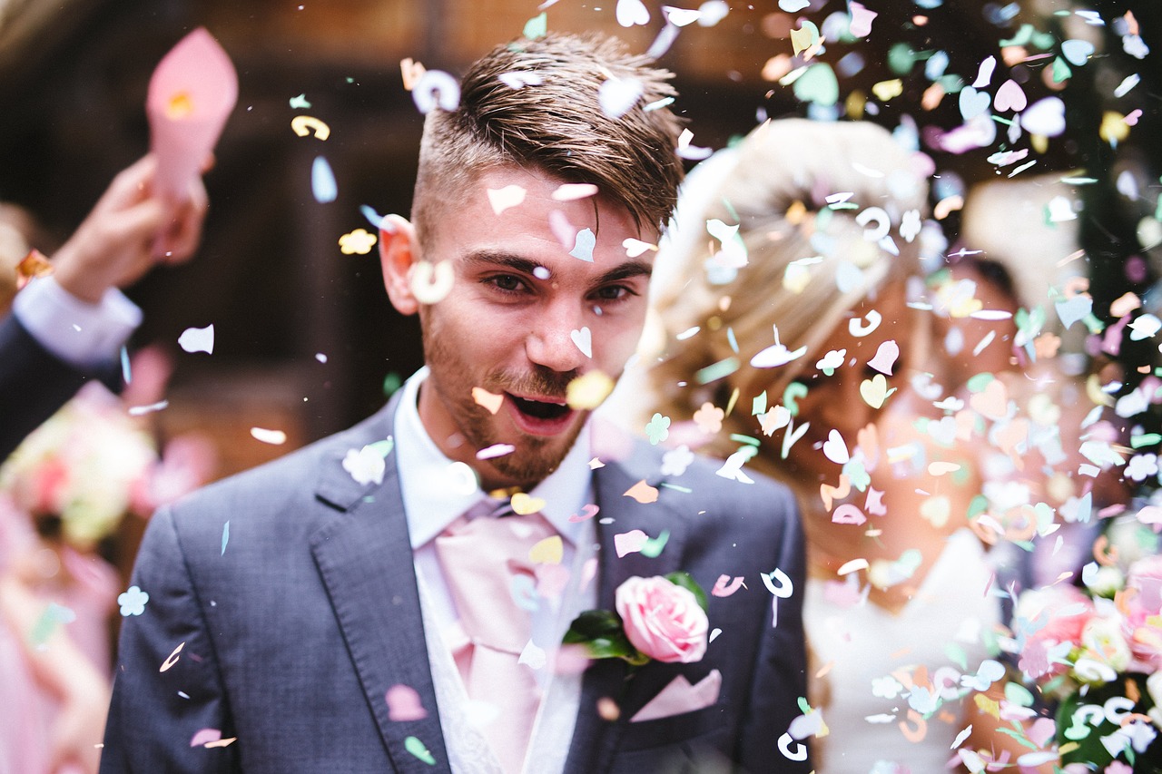 confetti couple man free photo