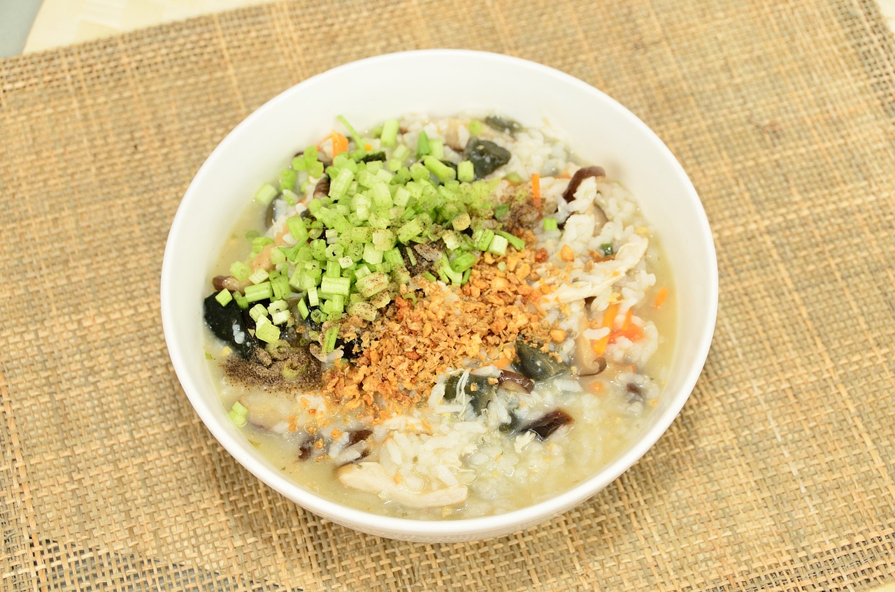 congee preserved egg when the vegetables free photo