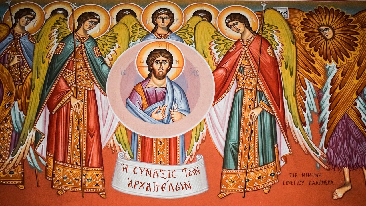 congregation of angels iconography painting free photo