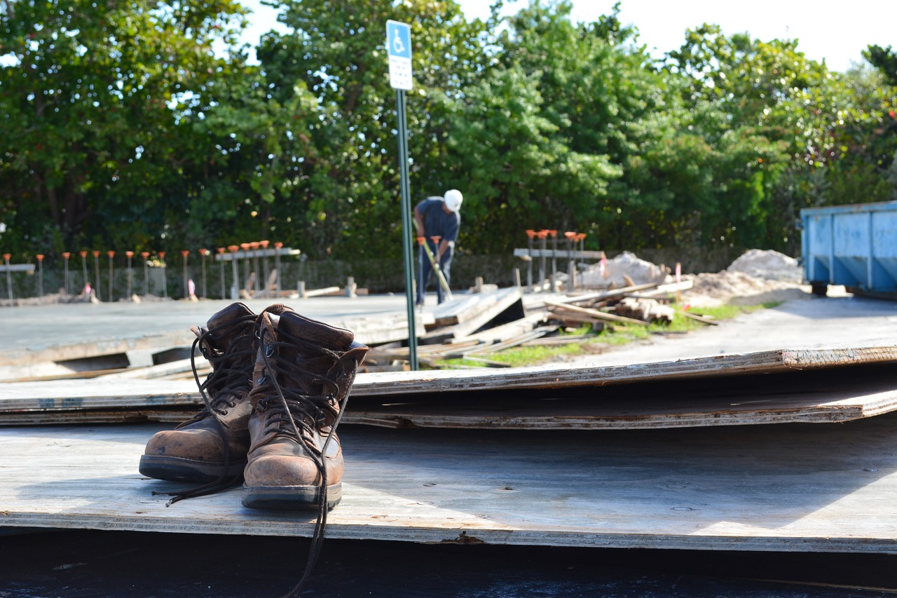 construction job site boots free photo