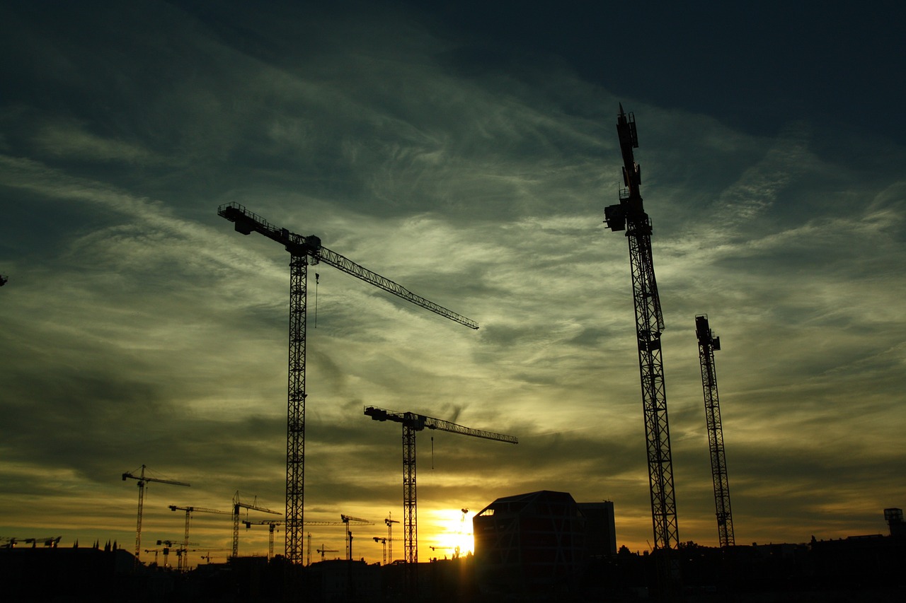 construction cranes constructing free photo