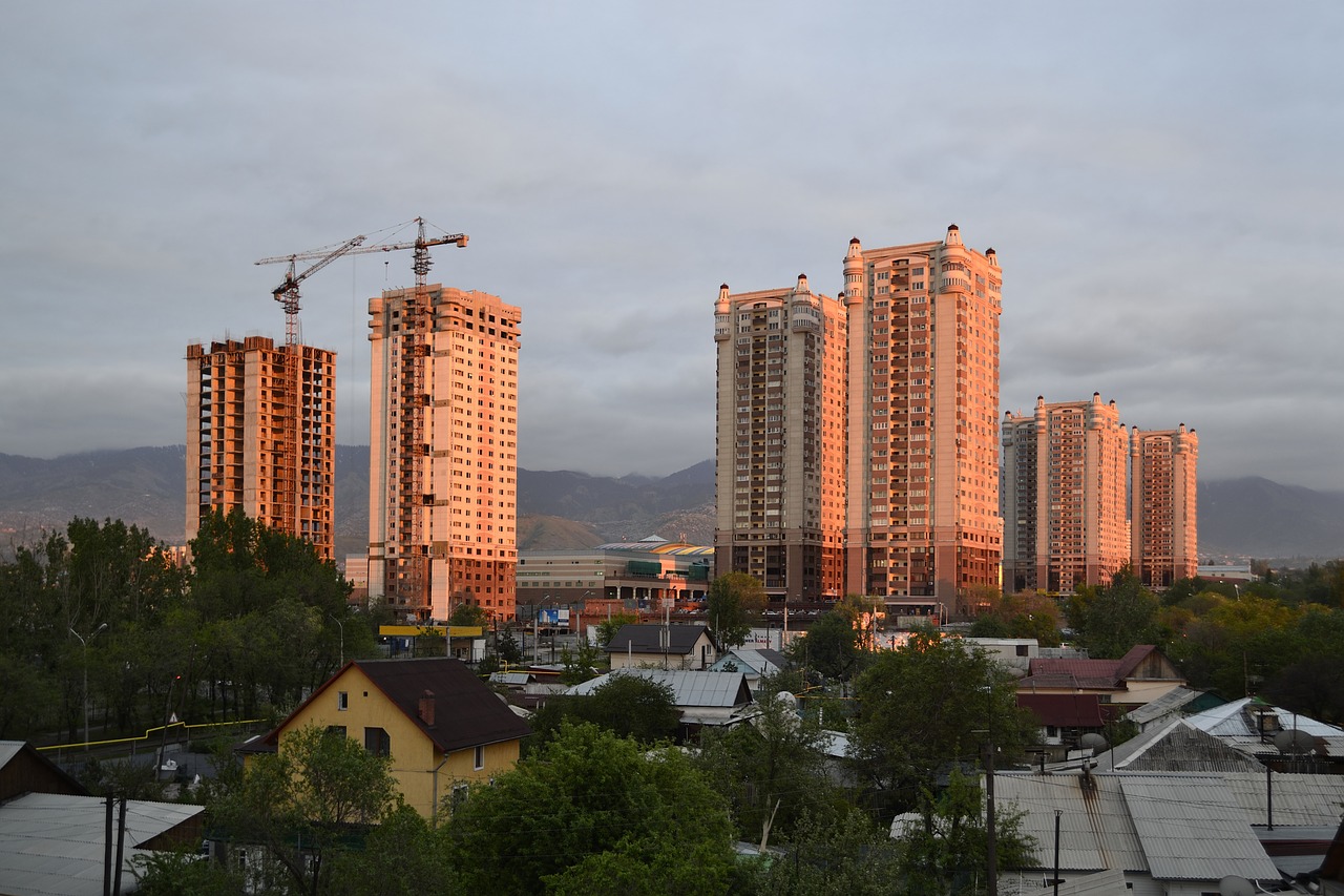 construction sunset almaty kazakhstan free photo