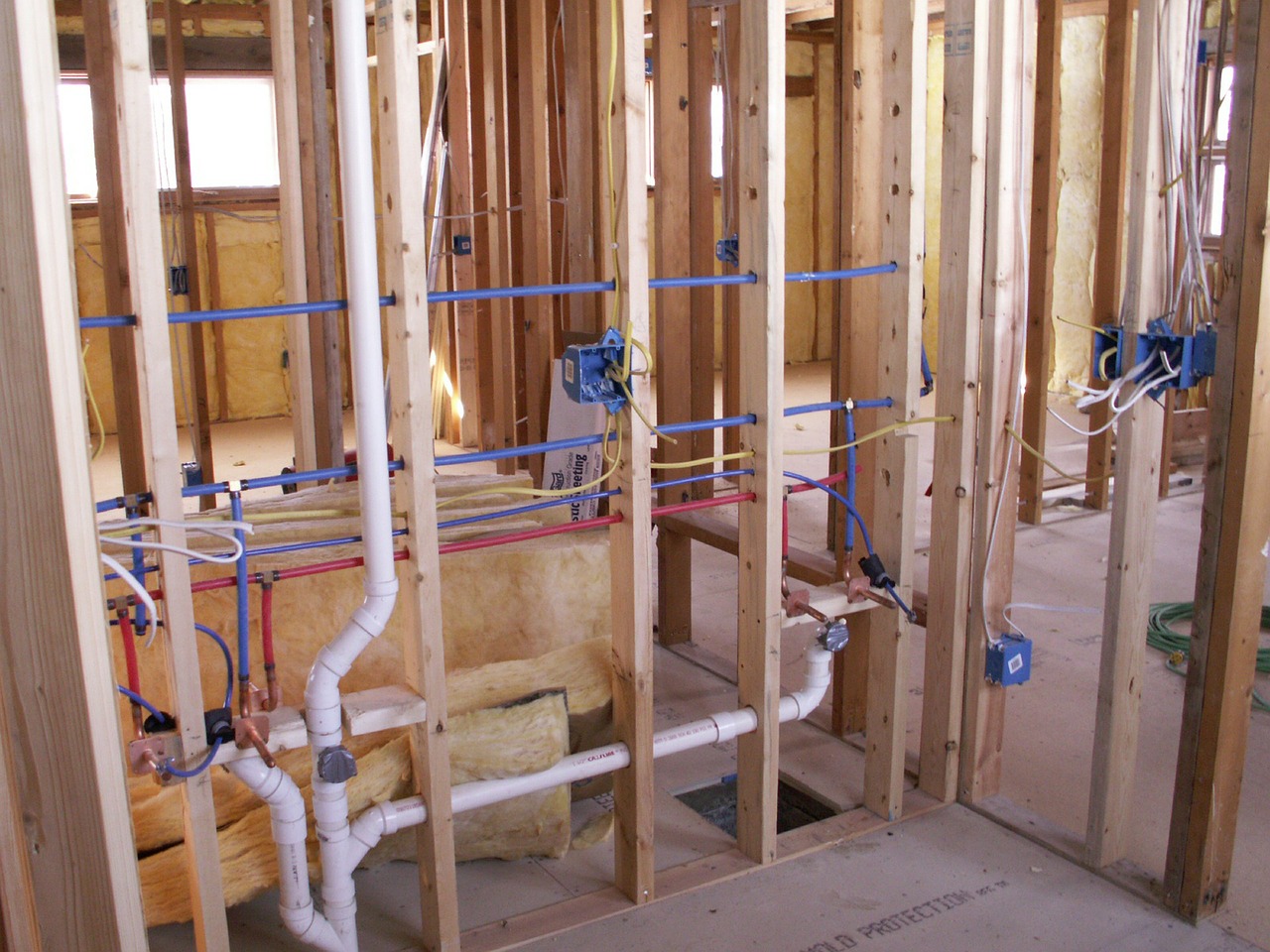 construction studs plumbing free photo