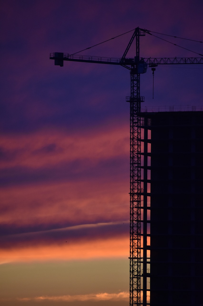 construction  crane  sunset free photo