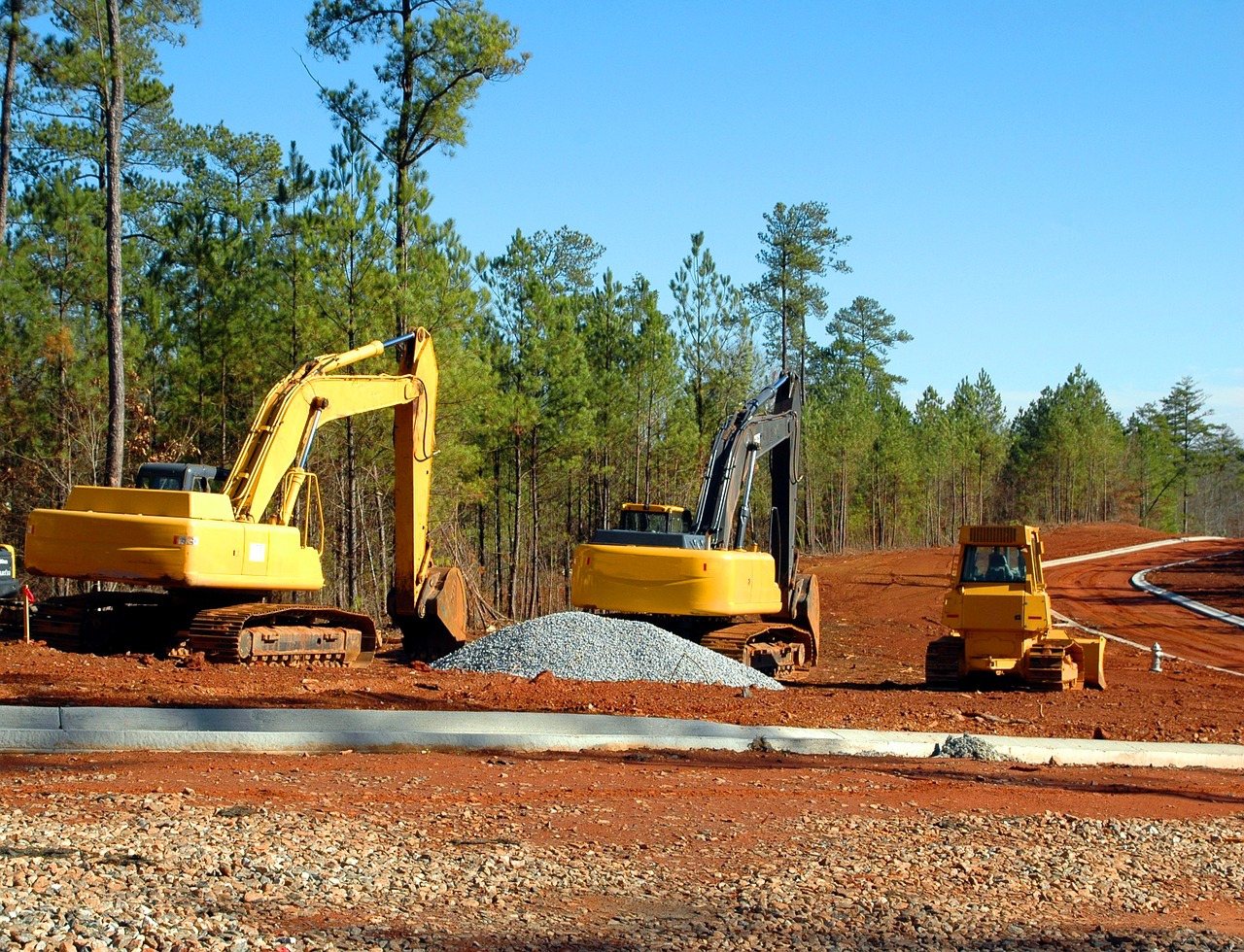 construction site bulldozer backhoe free photo