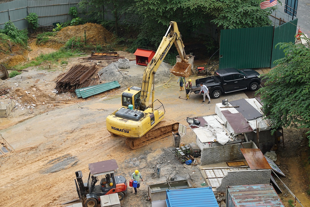 construction site  asian real estate development  muddy ground free photo