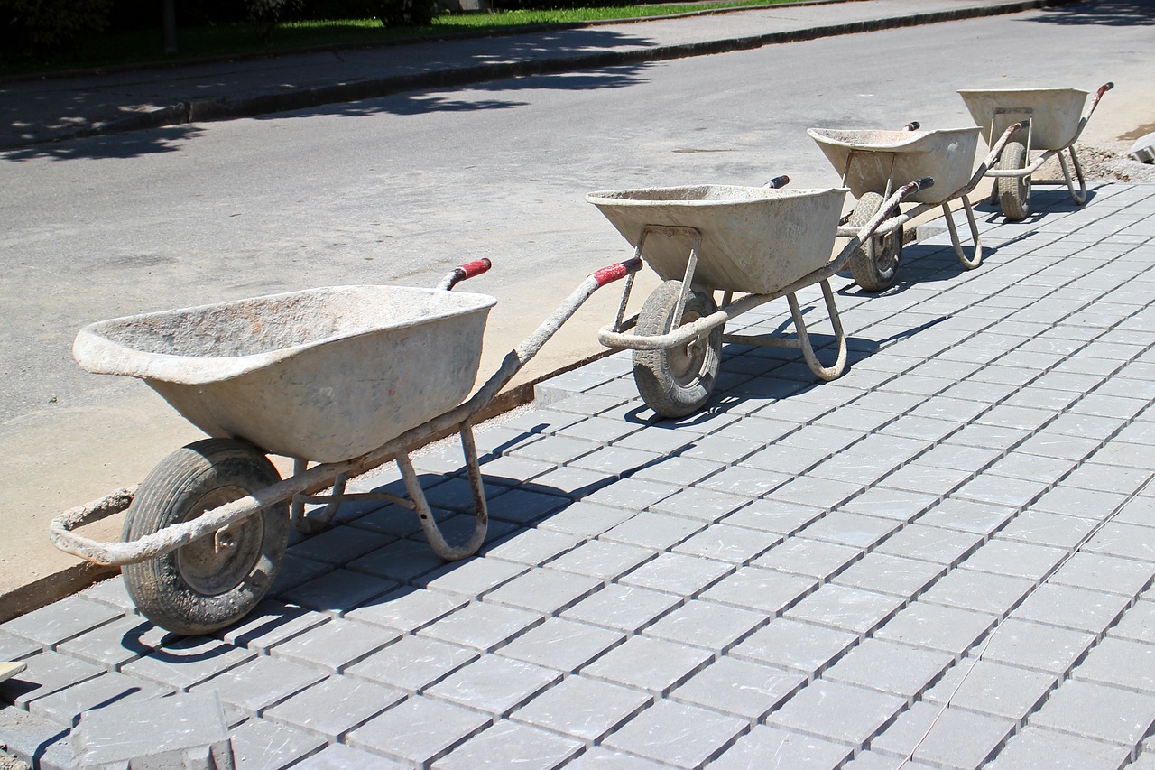 construction work wheelbarrow transport free photo