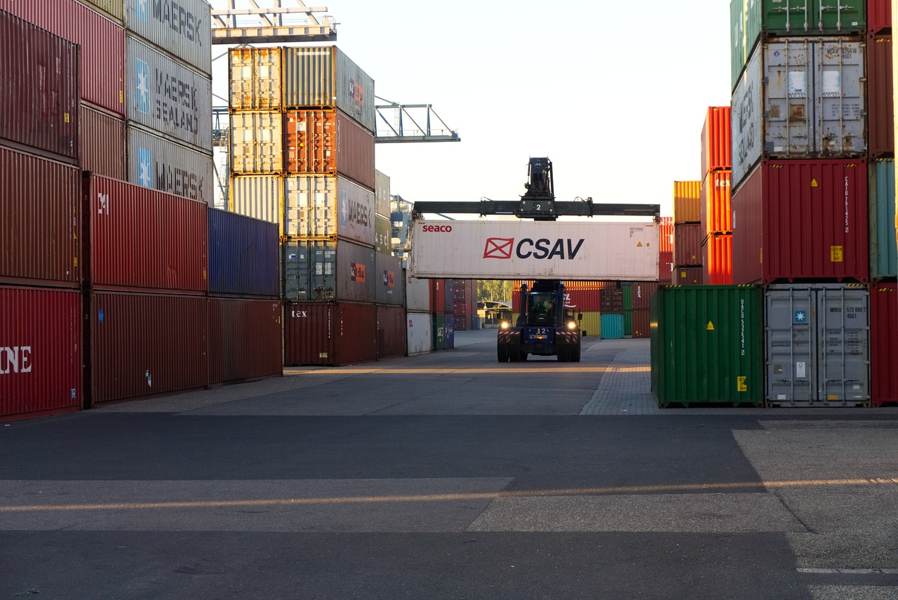 container  loading crane  sunrise free photo