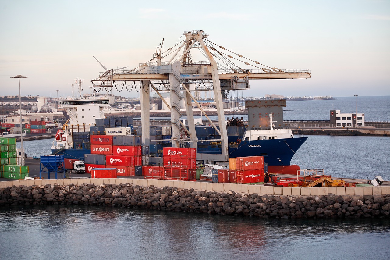 container  port  crane free photo