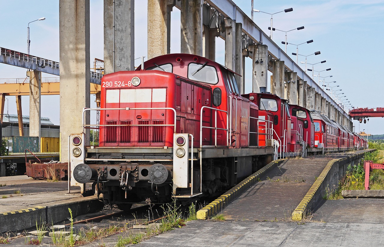 container plant shut down diesel locomotives free photo