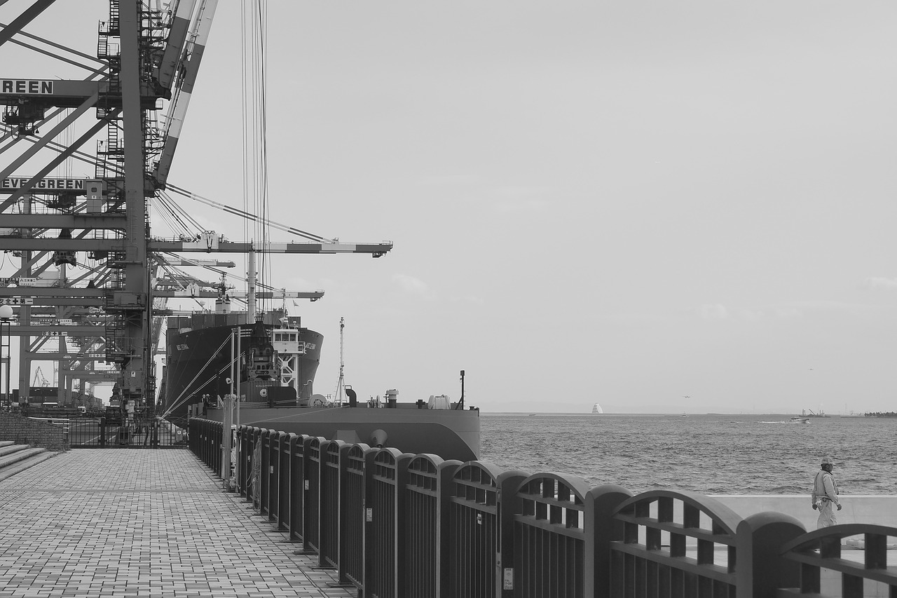 container ship tokyo bay breakwater free photo