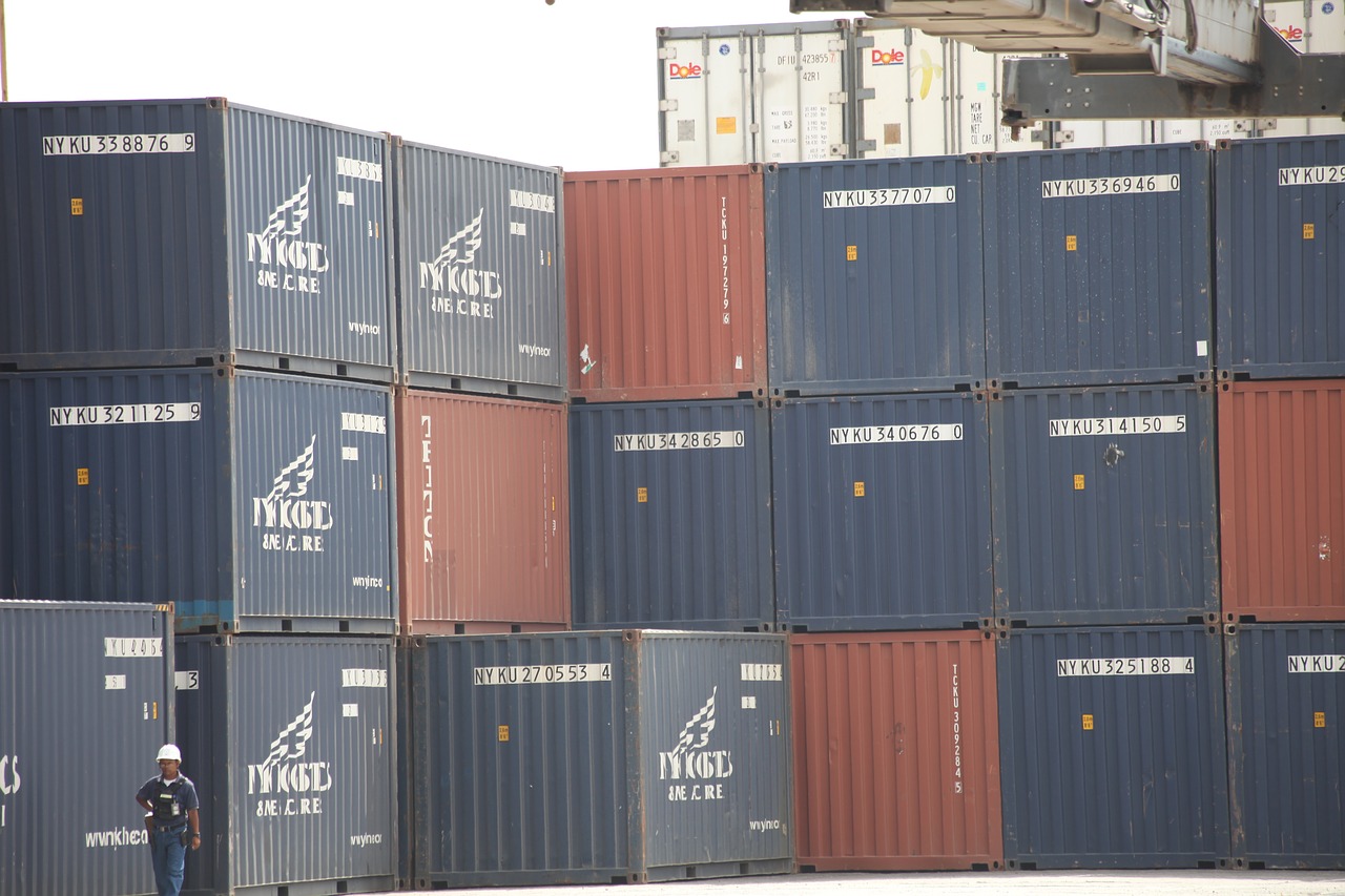 containers port stacked free photo