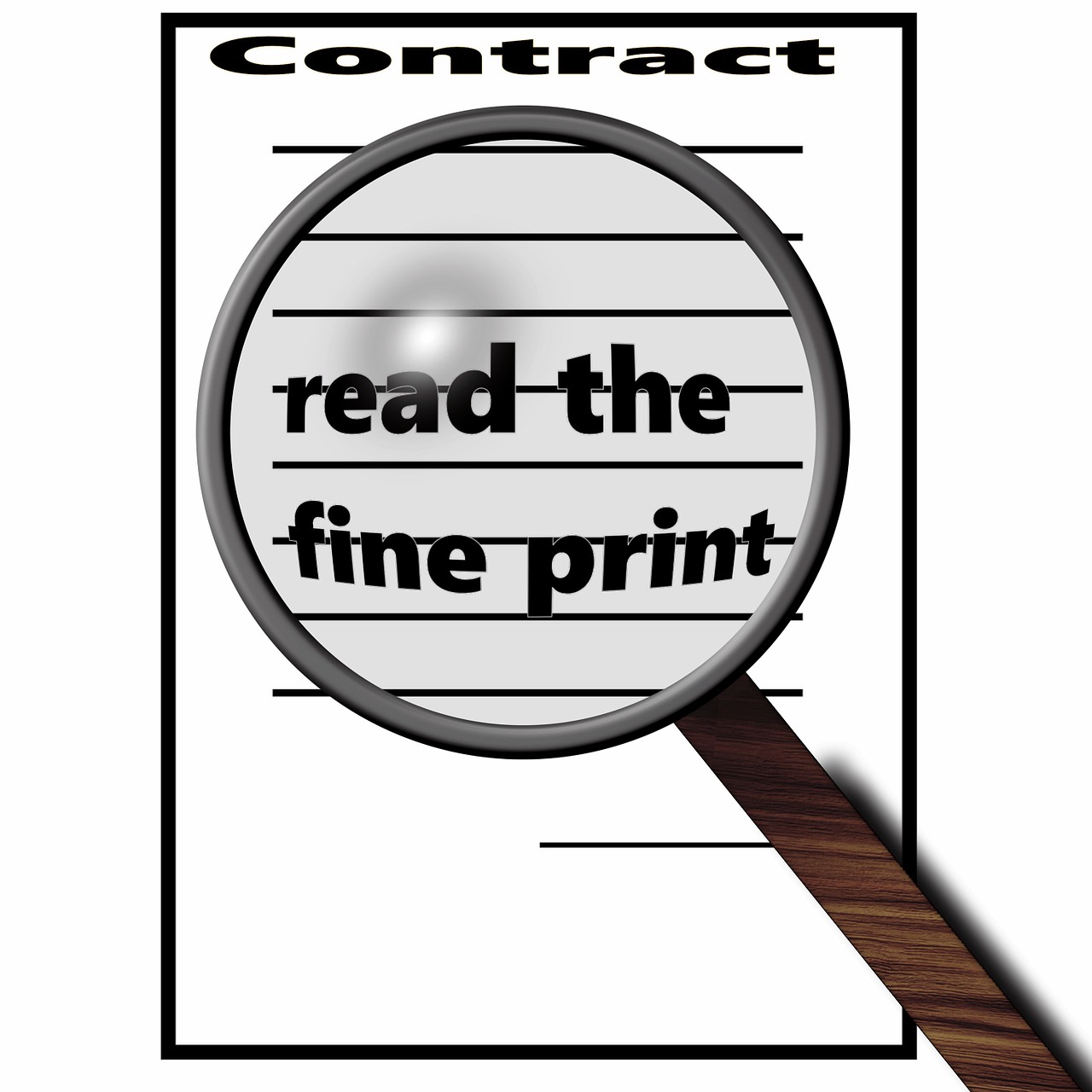 contract small print magnifying glass free photo