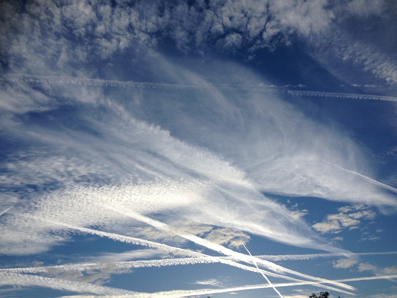 contrail clouds sky free photo