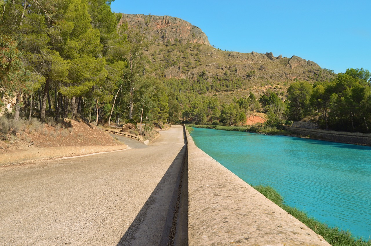 contrast turquoise water asphalt free photo