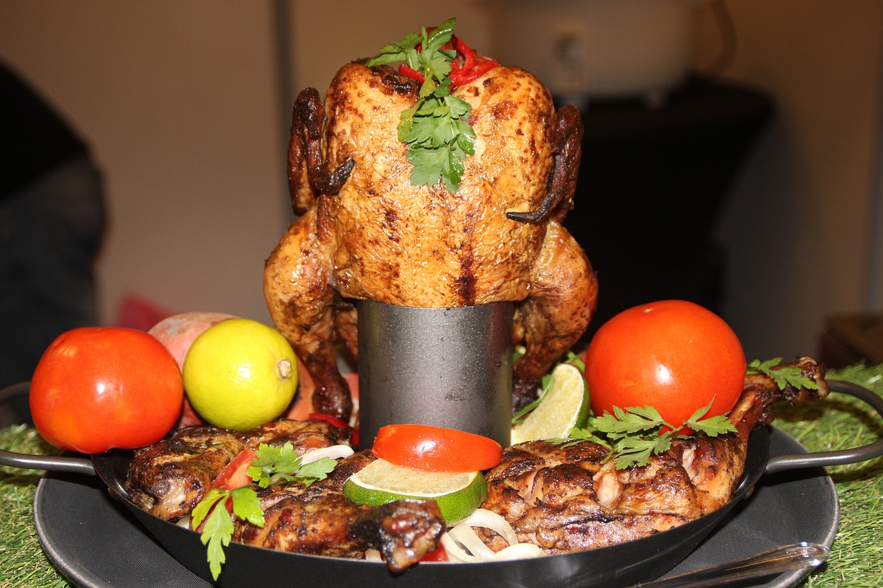 cooked chicken  roast chicken  gastronomy free photo