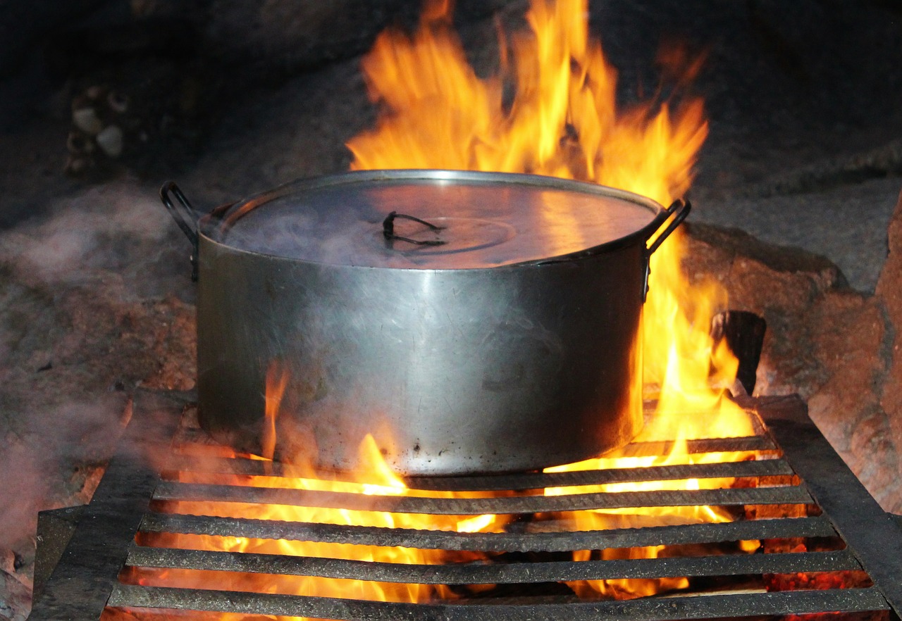cooking pot fire eat free photo