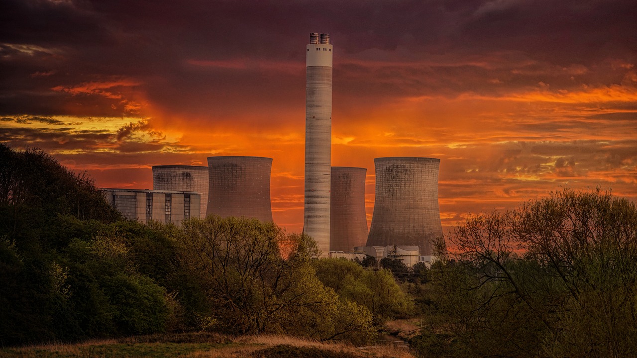 cooling towers  industry  evening free photo