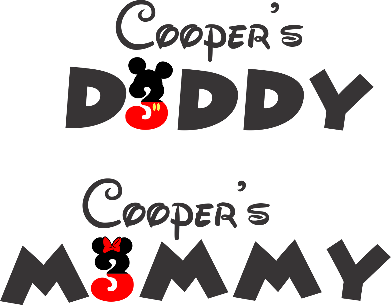 coopers daddy coopers mommy mickey mouse free photo