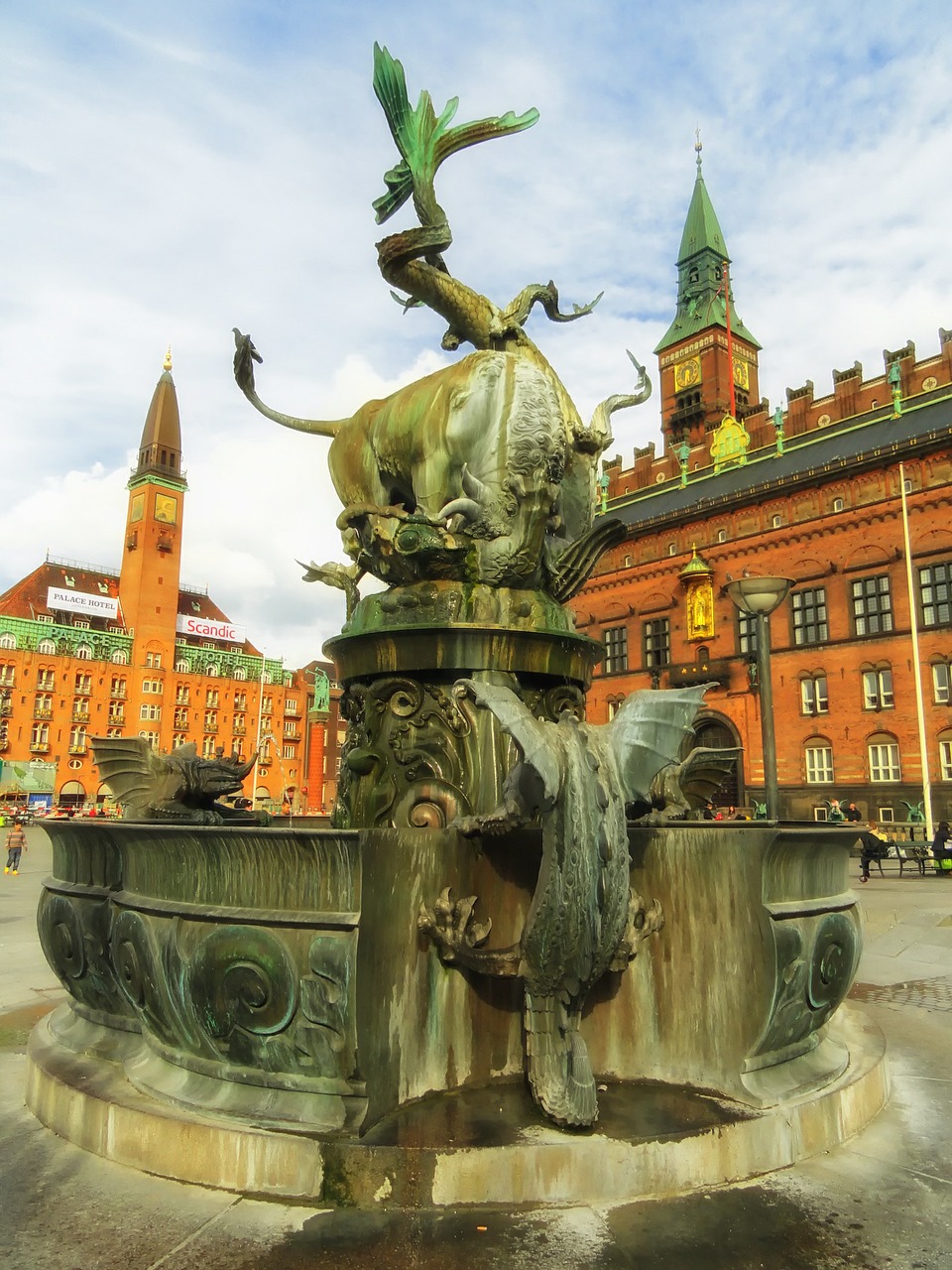 copenhagen denmark fountain dragon free photo