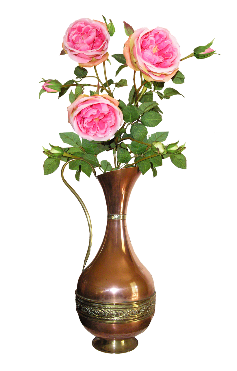 copper jug roses vase free photo
