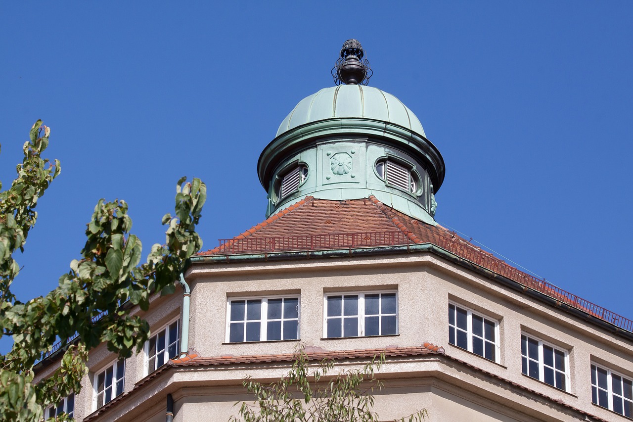 copper roof turret building free photo